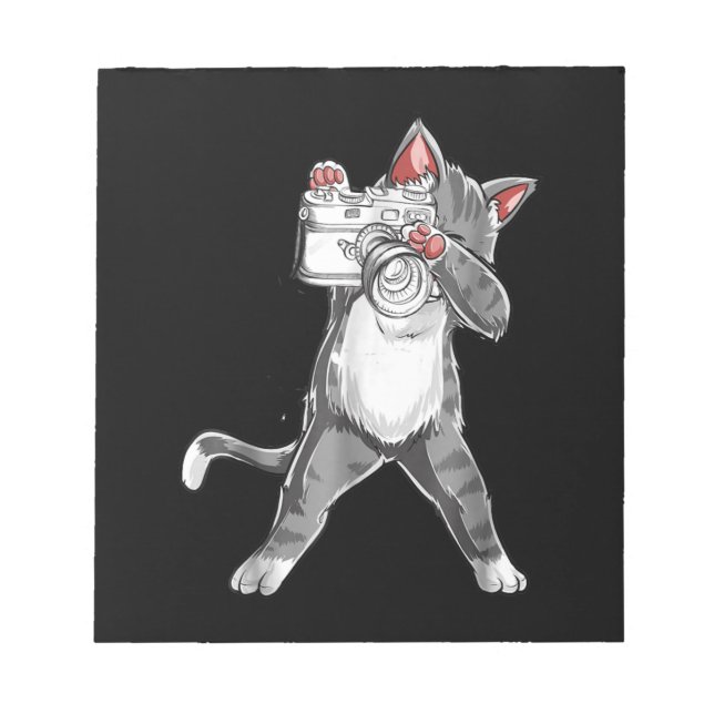 Schöne Katze mit Fotokamera Notizblock (Vorderseite)