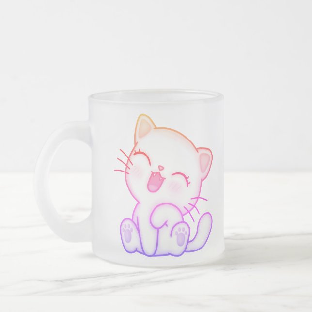 Schöne Katze Print - Perfekt für Ihre Morgenbraue! Mattglastasse (Links)