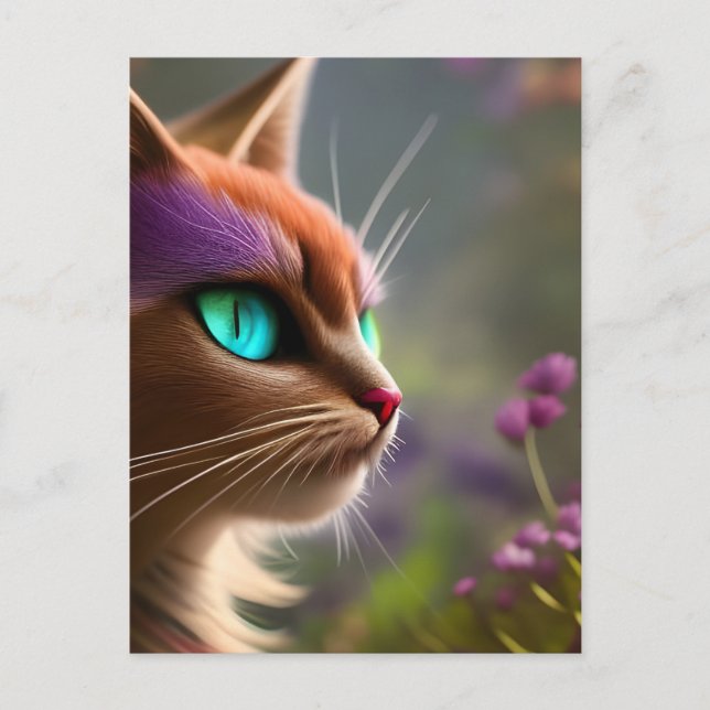 Schöne Katze, türkisfarbene Augen Postkarte (Vorderseite)