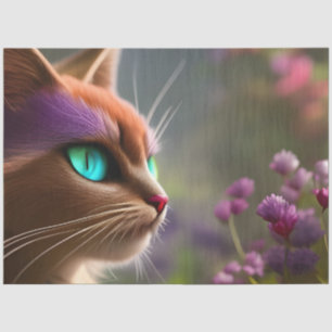 Schöne Katze, türkisfarbene Augen Seidenpapier