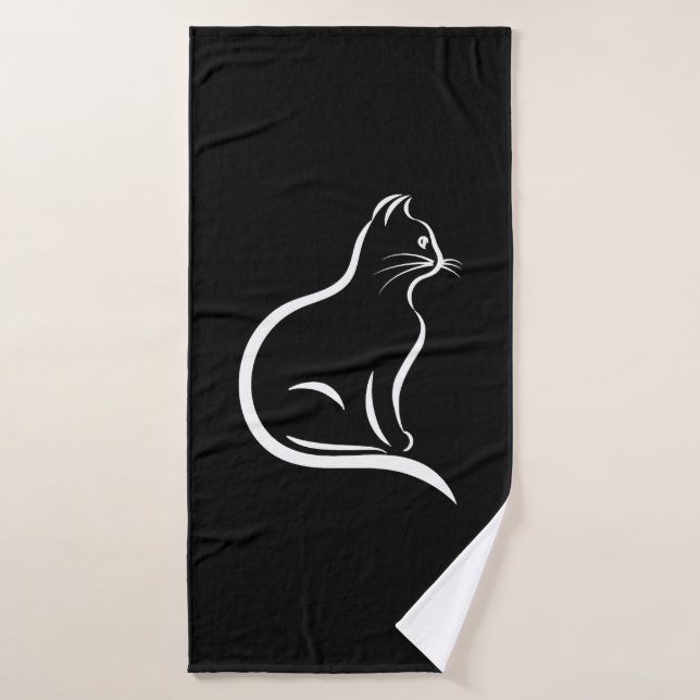 Schöne Katze zeichnend für Tierfreunde. Badehandtuch (Badehandtuch)