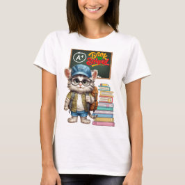Schöne Katze zurück zum Schuldesign T-Shirt
