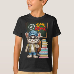 Schöne Katze zurück zum Schuldesign T-Shirt