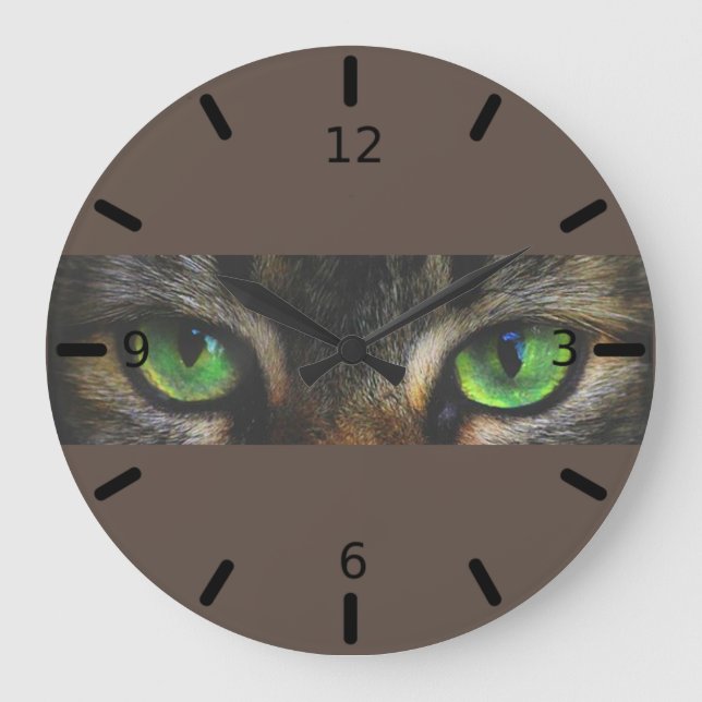 Schöne Katzenaugen auf Kaffeebrot Große Wanduhr (Vorderseite)