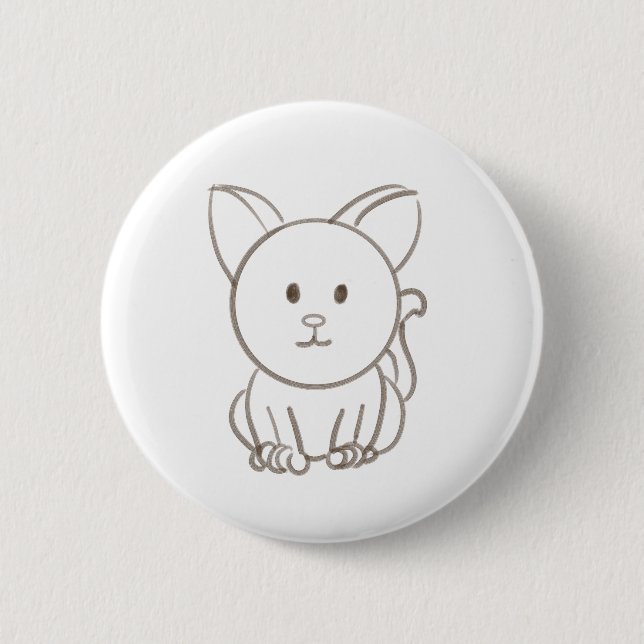 Schöne Katzenkizze Button (Vorderseite)