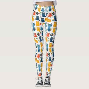 Schöne Kawaii Katzen, spielen mit weißem Spielzeug Leggings