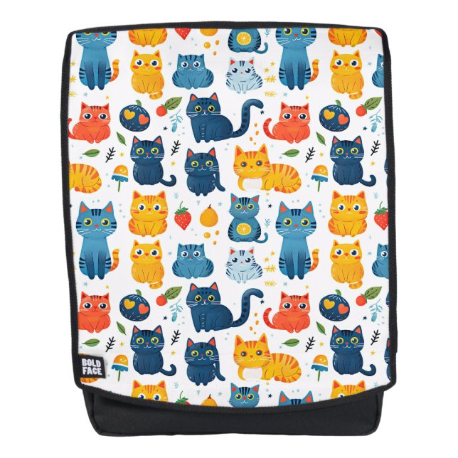 Schöne Kawaii Katzen, spielen mit weißem Spielzeug Rucksack (Vorderseite)