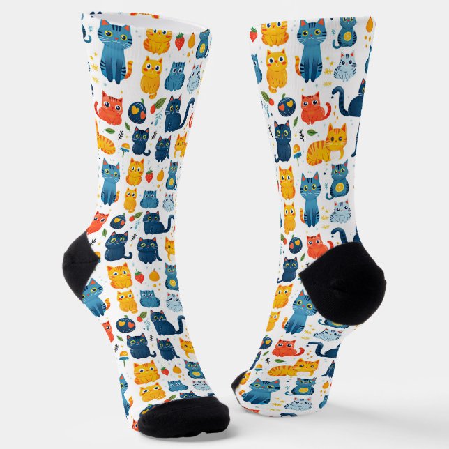 Schöne Kawaii Katzen, spielen mit weißem Spielzeug Socken (Gewinkelt)