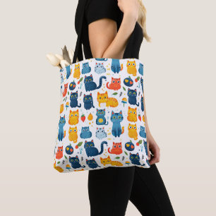 Schöne Kawaii Katzen, spielen mit weißem Spielzeug Tasche