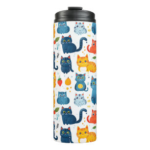 Schöne Kawaii Katzen, spielen mit weißem Spielzeug Thermosbecher