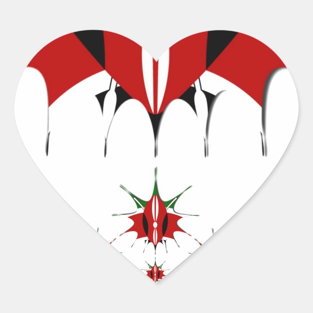 Schöne kenianische Flagge. Herz-Aufkleber (Vorderseite)