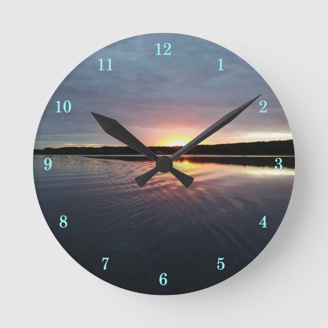 Schöne Kensington Lake Sunrise Wall Uhr (Vorderseite)