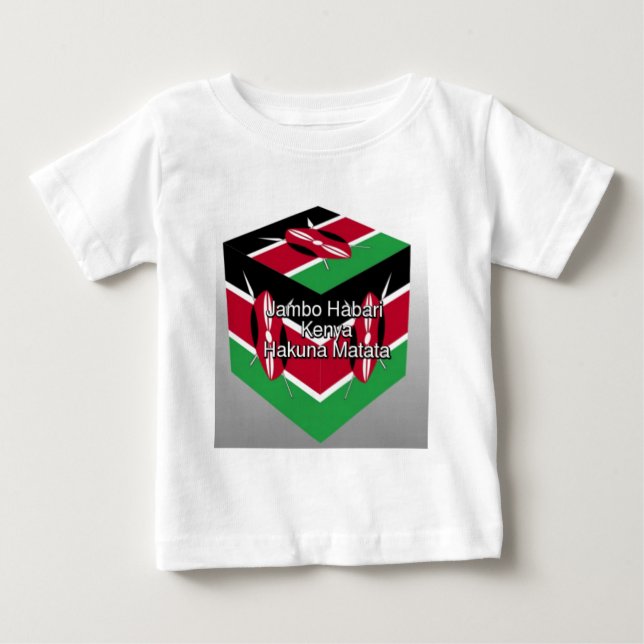 Schöne Kenyan Flag Cube mit Gruß Baby T-shirt (Vorderseite)