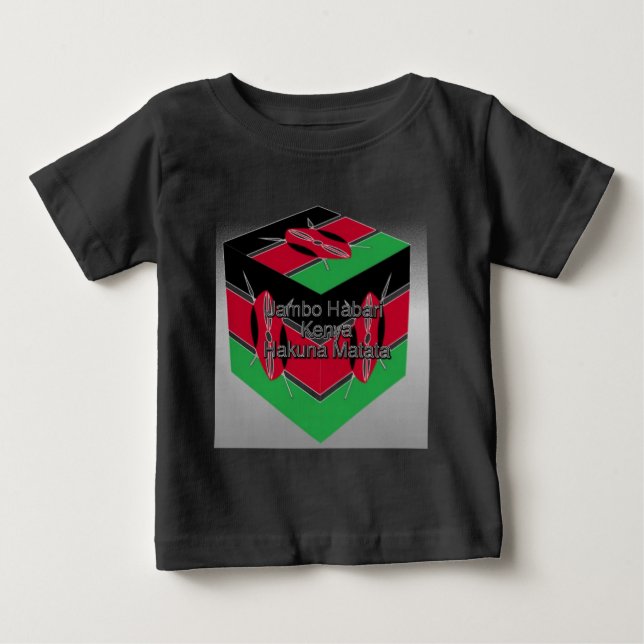 Schöne Kenyan Flag Cube mit Gruß Baby T-shirt (Vorderseite)