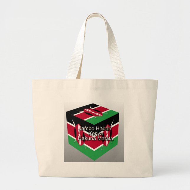 Schöne Kenyan Flag Cube mit Gruß Jumbo Stoffbeutel (Vorne)