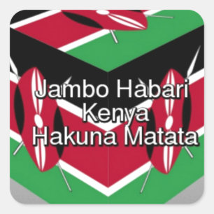 Schöne Kenyan Flag Cube mit Gruß Quadratischer Aufkleber