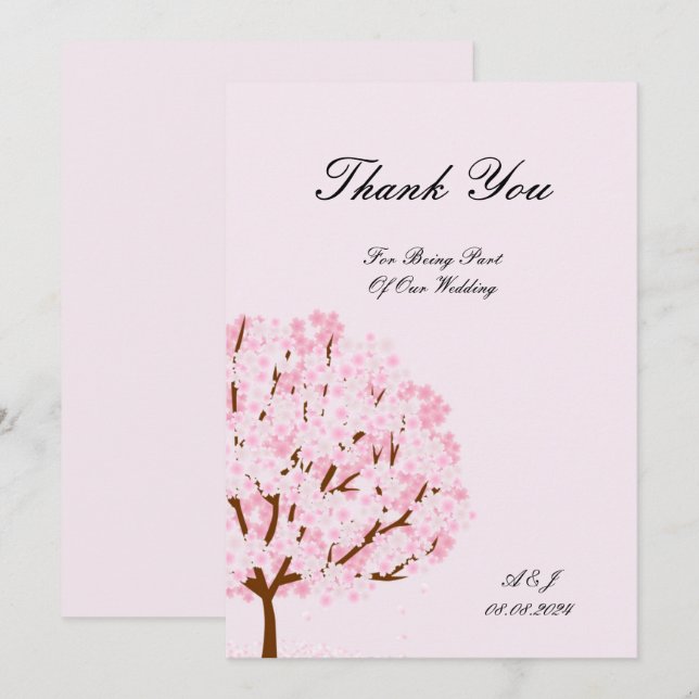 Schöne Kirschblüten danke Karte Hochzeit (Vorne/Hinten)