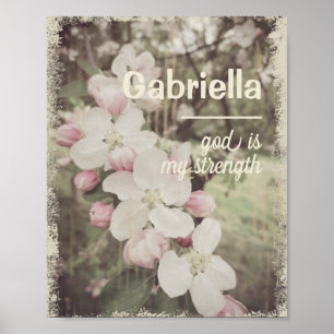 Schöne Kirschblüten mit individuellem Namen und Be Poster