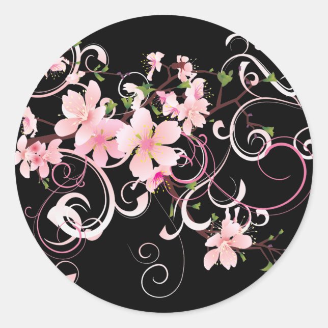 Schöne Kirschblüten Runder Aufkleber (Vorderseite)