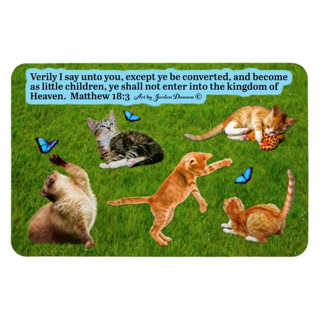 Schöne Kitten Scripture Magnet Matthew 18:3 (Horizontal)