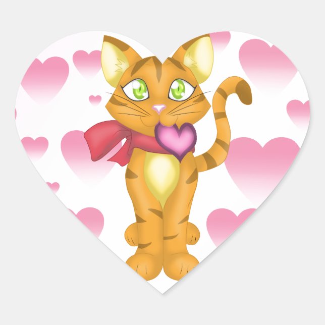 Schöne Kitty Herz-Aufkleber (Vorderseite)