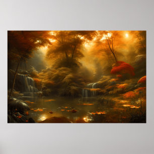 Schöne klassische Herbstlandschaft kleine Bucht Poster