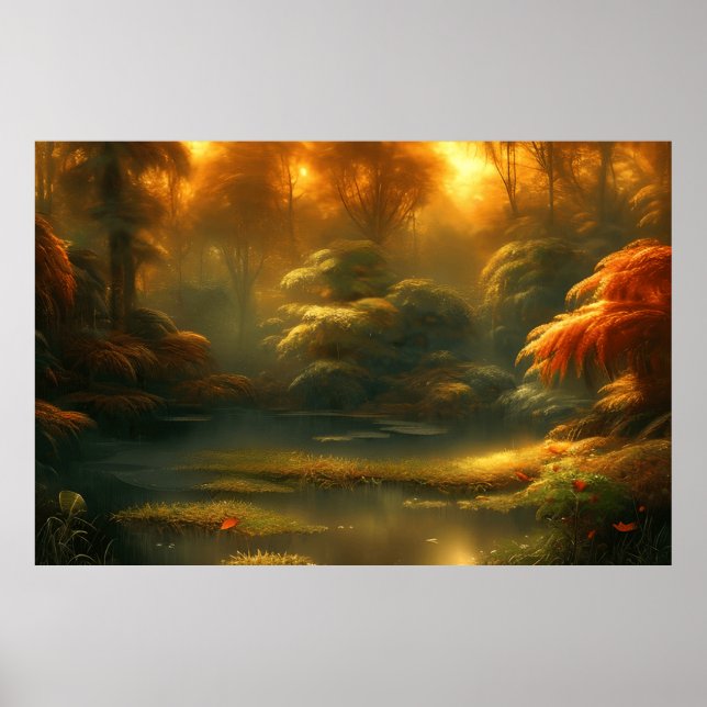 Schöne klassische Landschaft kleine Bachpos Poster (Vorne)