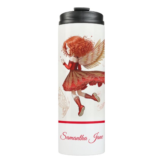 Schöne kleine Rote Fliege Fantasie Art Thermosbecher (Vorderseite)