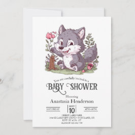 Schöne kleine Wolf Babydusche Einladung