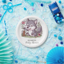 Schöne kleine Wolf Babydusche Pappteller