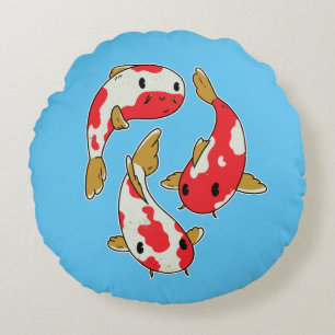 Schöne Koi-Fische Cartoon-Design Rundes Kissen