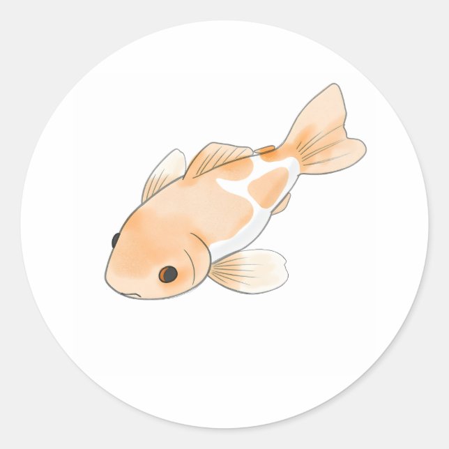 Schöne Koi Fish Aquarell Druckaufkleber Runder Aufkleber (Vorderseite)
