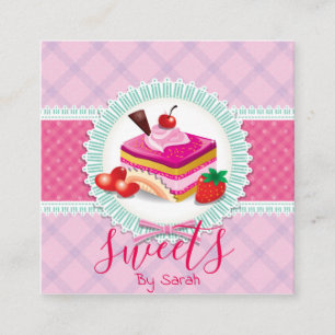 Schöne Konditorei Pink Business Card Quadratische Visitenkarte