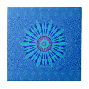 Schöne königsblaue Mandala-Kunst Fliese