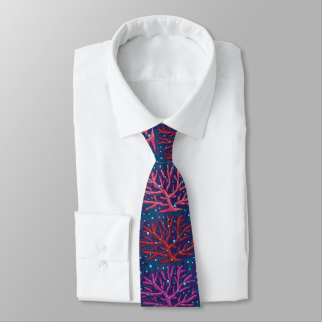 Schöne Koralle Nahtlose Muster Neck Tie Krawatte (Gebunden)