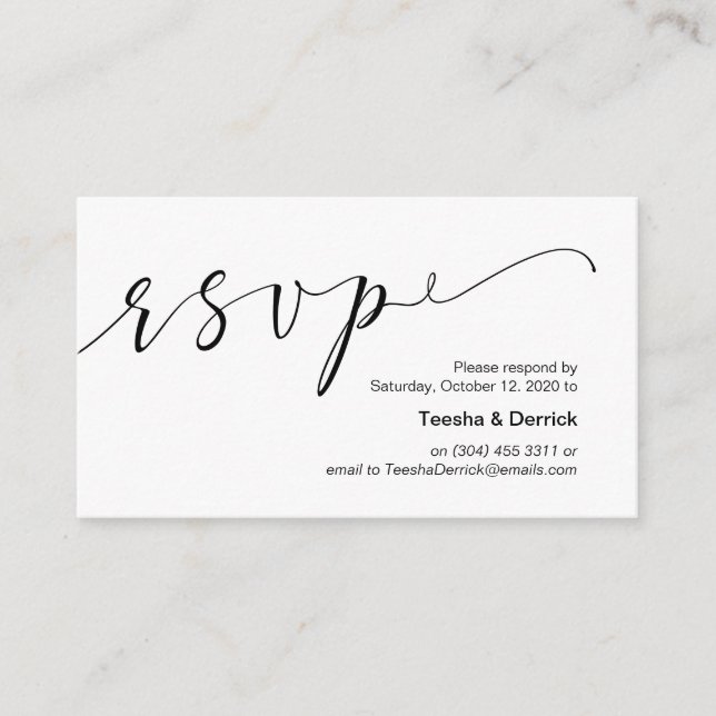 Schöne, kreative schwarze Tinte, Wedding RSVP Begleitkarte (Vorderseite)