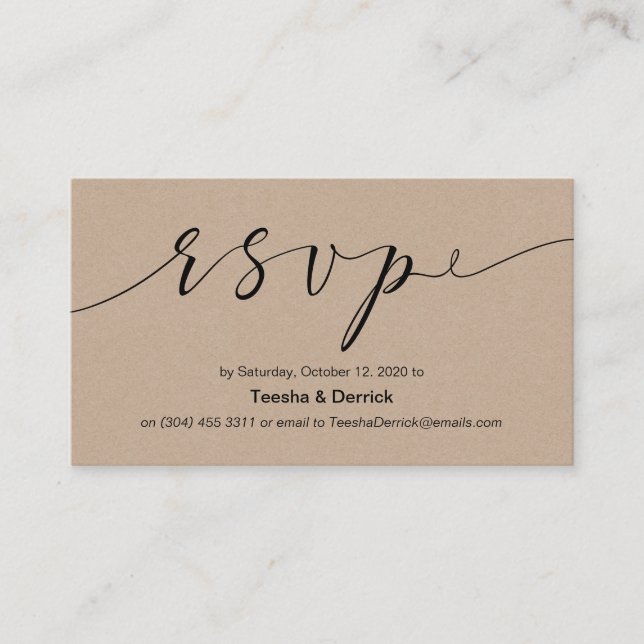 Schöne, kreative schwarze Tinte, Wedding RSVP Begleitkarte (Vorderseite)