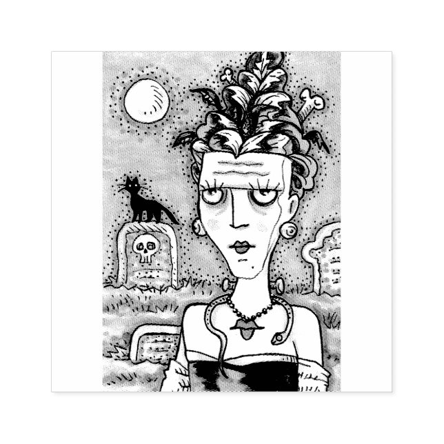 SCHÖNE KREEPIE FRANKENELLA MONSTER, GRAVEN, CAT GUMMISTEMPEL (Prägung)