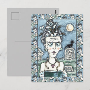 SCHÖNE KREEPIE FRANKENELLA MONSTER, GRAVEN, CAT POSTKARTE