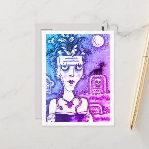 SCHÖNE KREEPIE FRANKENELLA MONSTER, GRAVEN, CAT POSTKARTE
