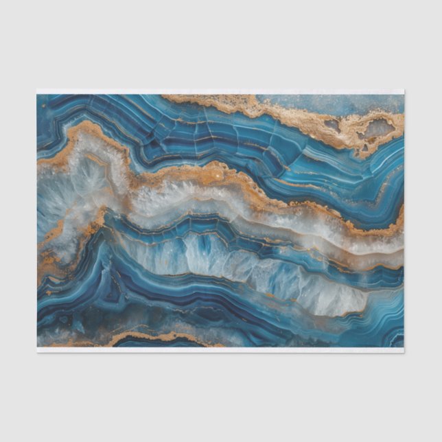 Schöne Kristallgeode in Blau und Gold Seidenpapier (Vorderseite)