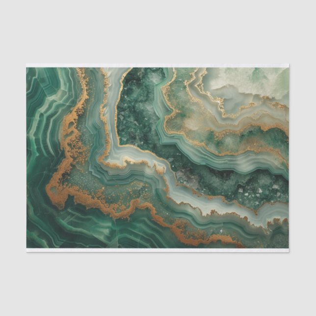 Schöne Kristallgeode in grünen Malachit-Tönen Seidenpapier (Vorderseite)