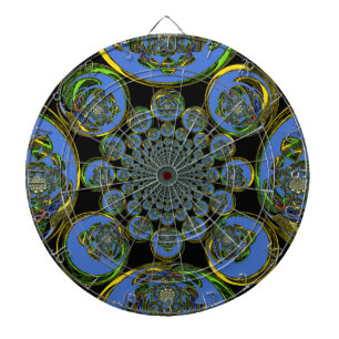 Schöne kühle königsblaue schwarze Kaleidoskop-Kuns Dartscheibe