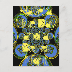 Schöne kühle königsblaue schwarze Kaleidoskop-Kuns Postkarte