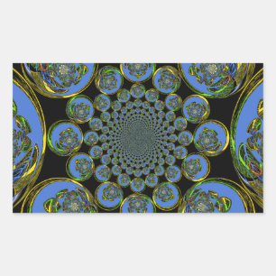 Schöne kühle königsblaue schwarze Kaleidoskop-Kuns Rechteckiger Aufkleber
