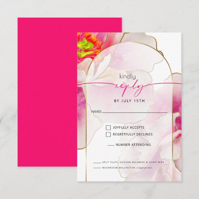 Schöne, kühne Scarlet Peony RSVP Karte (Vorne/Hinten)