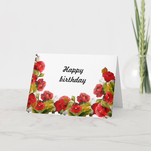 SCHÖNE KÜNSTE BIRTHDAY SCARLET POPPIES KARTE (Vorderseite)