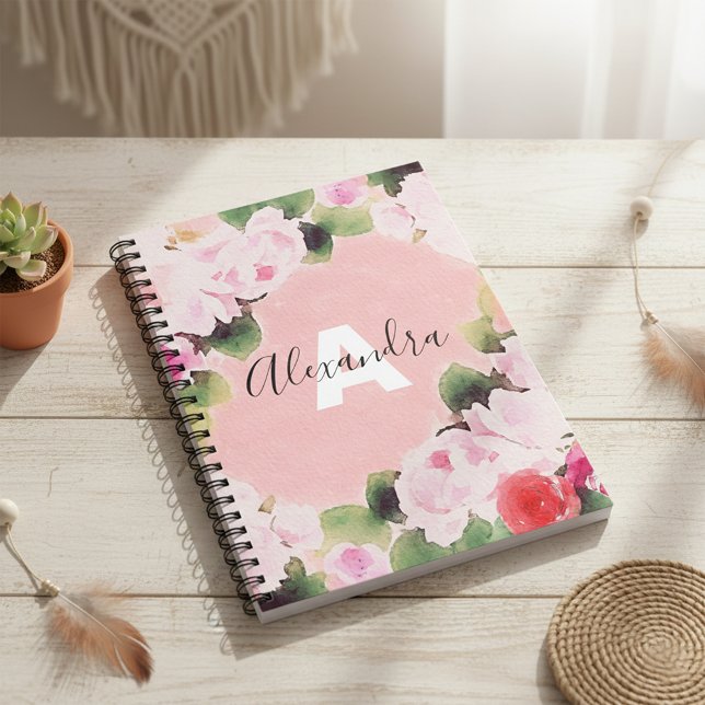 Schöne, künstlerische Aquarellrosen mit Namen Notizblock (Von Creator hochgeladen)