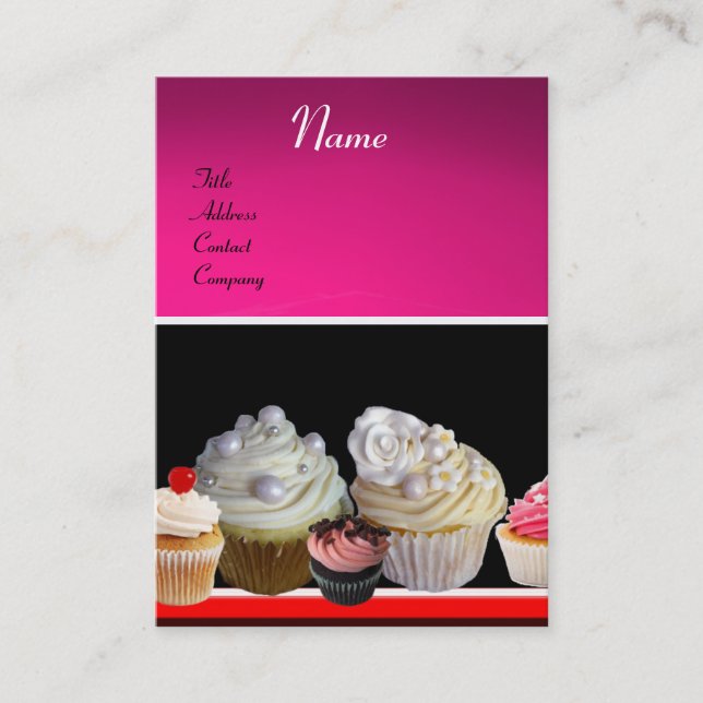 SCHÖNE KUPCAKES WÜSTENSHOP, rosa Lila Violett Visitenkarte (Vorderseite)
