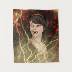 Schöne Lady Vamp perfekter Halloween-Hexenstil Wandteppich